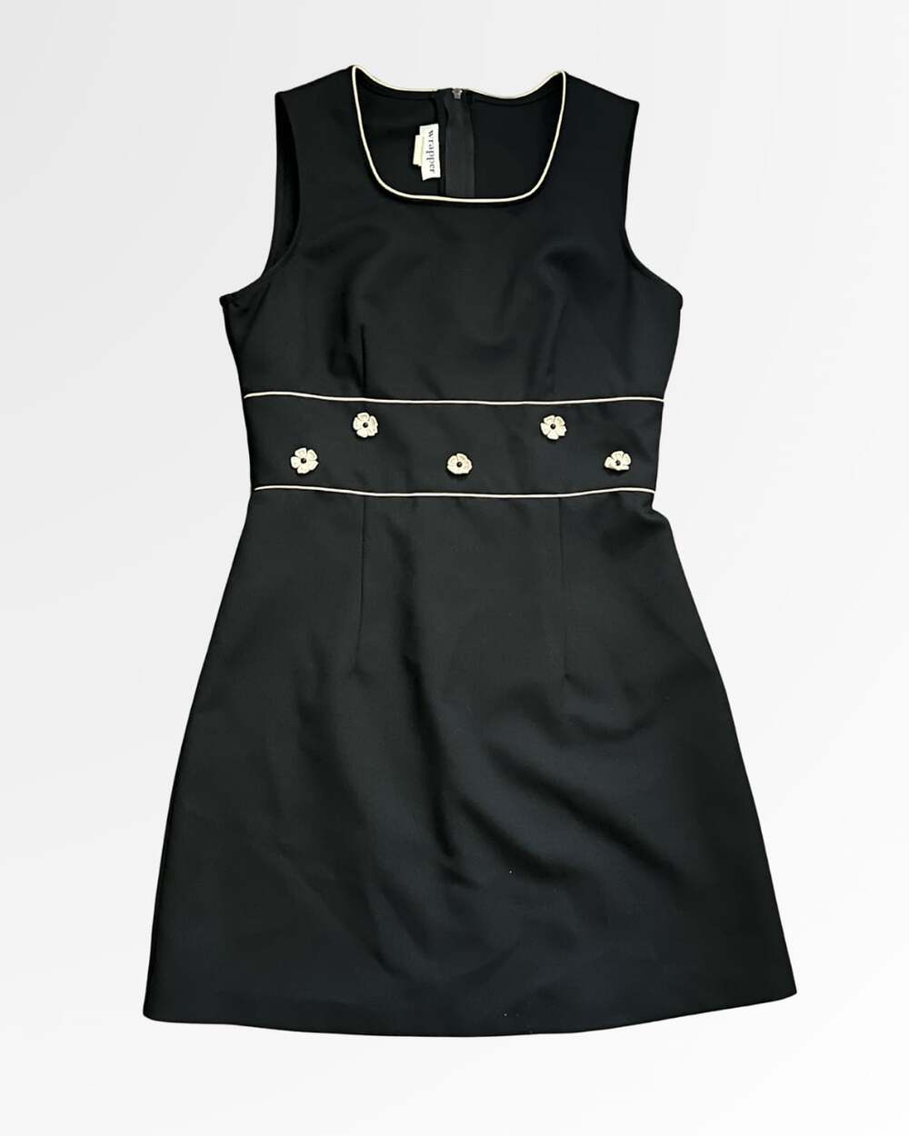 Vintage Wrapper Vintage Black Sleeveless Mini Dress with Floral Appliqués